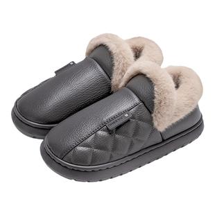 老年人棉拖鞋防滑男士冬季2026新款室内家居保暖加绒包跟皮棉鞋女