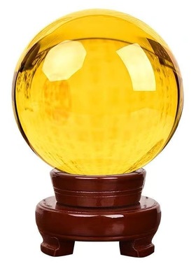 多色透明水晶球旋转招财摆件