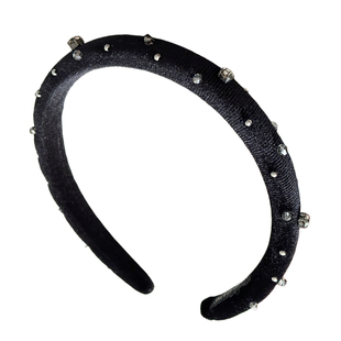 黑色轻奢气质闪钻丝绒发箍女高级感秋冬日常外戴细款头箍发卡头饰