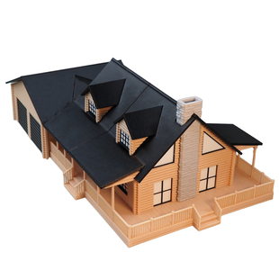 欧式旅店微缩64比例场景建筑成品小木屋模型装饰礼物摆件diy四