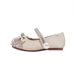 真皮女童水晶公主鞋儿童小皮鞋艾莎亮晶晶配礼服鞋春夏季演出单鞋