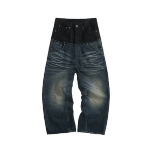 FW25 YOUNGYTKING CUT UP JEANS 假两件双腰拼接牛仔裤男女