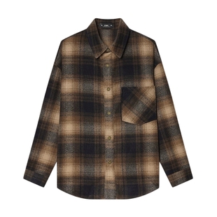 JDV男装彩格长袖休闲衬衫春秋季新款商场同款复古格子外套WIC5413