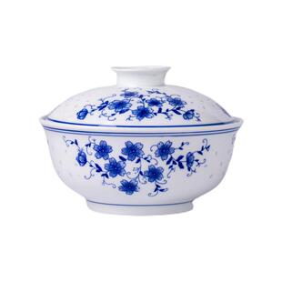 景德镇中式陶瓷碗带盖子家用圆形带盖碗微波炉适用青花瓷带盖菜盘