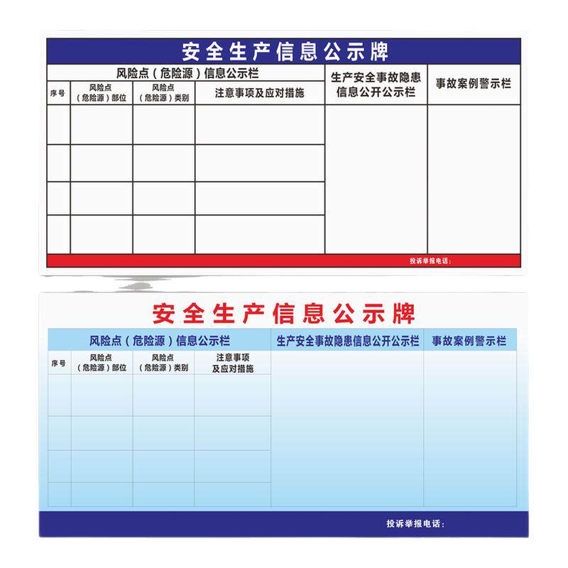 东莞安全生产信息公示牌风险点危险源信息栏生产安全事故隐患公示