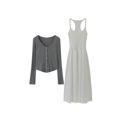 西町村屋韩系长裙套装2026春新款休闲时尚都市感内外套XHBA10924