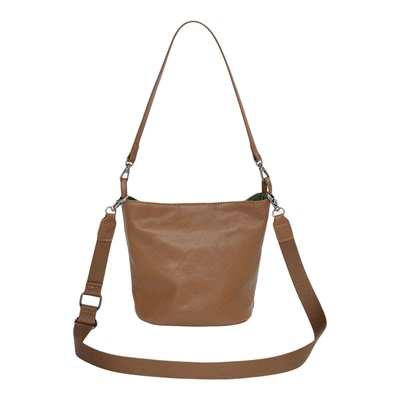 八妹羊皮时尚女斜挎水桶包