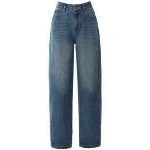 加绒阔腿牛仔裤女2025新款秋冬镰刀女裤直筒小个子裤子休闲弯刀裤