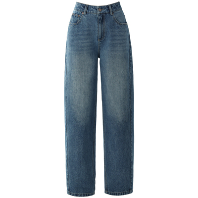 加绒阔腿牛仔裤女2025新款秋冬镰刀女裤直筒小个子裤子休闲弯刀裤