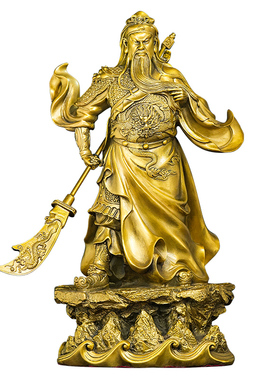 纯铜关公铜像关二爷摆件大号五岳关公铜武财神像家用供奉开业礼品