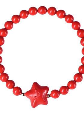 天然红朱砂幸运星手串转运珠手链