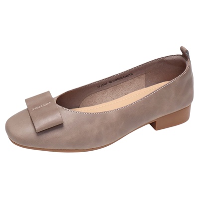 康莉单鞋蝴蝶结舒适低跟牛皮