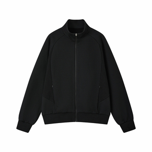 ttelen.拼接加厚磨毛立领针织运动夹克男款秋冬拉绒开衫上衣外套