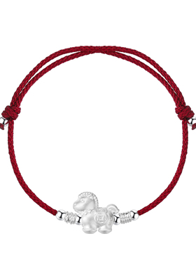 巷南999纯银马上有钱手链红绳女