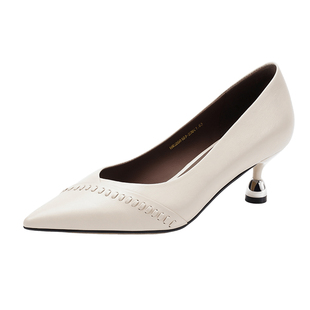 哈森真皮小羊皮尖头高跟鞋通勤百搭浅口单鞋女2026新款HWS260107