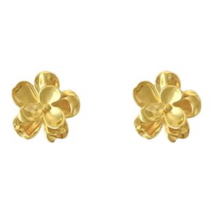 金色气质花朵螺旋耳夹女士新款轻奢高级感小众无耳洞耳钉复古耳饰