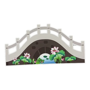 定制古代建筑假山石拱桥舞台表演道具莲花桥城门楼云海浪凉亭KT板