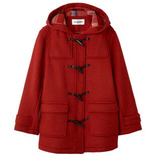 LILY BROWN2025秋冬新品连帽学院风牛角扣毛呢大衣外套LWFC255042