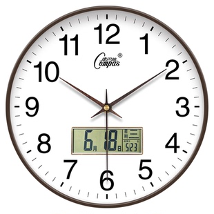 康巴丝钟表挂钟客厅家用时尚创意静音免打孔挂墙简约石英电子时钟