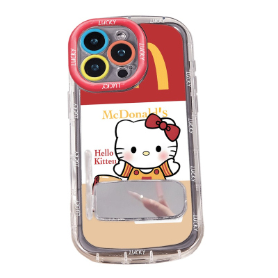 OPPOA6PROM记凯蒂猫iPhone16带挂绳15plus手机壳可爱12软适用苹果14镜子支架小米17ProMax高颜值卡通K13TURBO
