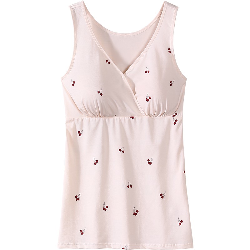 哺乳背心吊带纯棉夏孕妇睡眠春秋喂奶月子服打底衫保暖内衣带胸垫