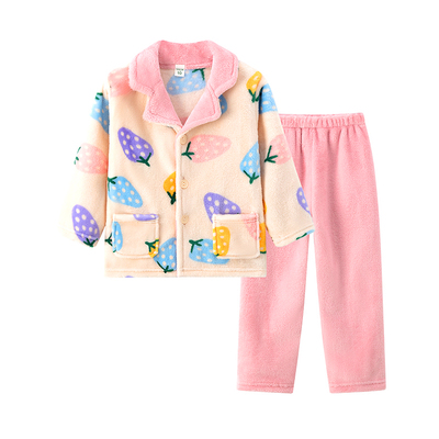春秋儿童法兰绒睡衣套装