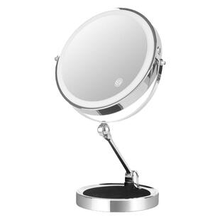 智能化妆镜充电台式双面带灯LED放大镜折叠桌面镜子梳妆镜高清镜
