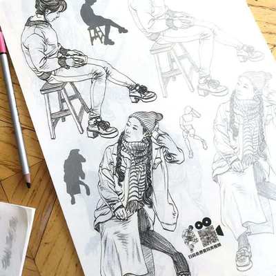 速写描摹本基础知识篇+强化速写本书临摹绘画提升描摹篇速写人物