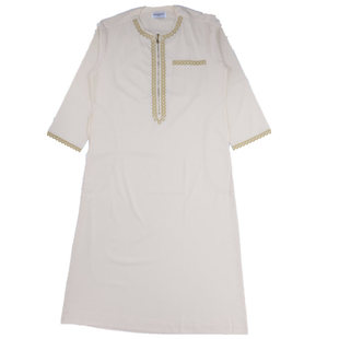 新款mu斯林男士长袍迪拜阿拉伯长衫宽松民族服装加肥加大长袖男装