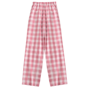 ab内衣睡裤薄款梭织纯棉格子居家休闲全棉女士家居长裤U852