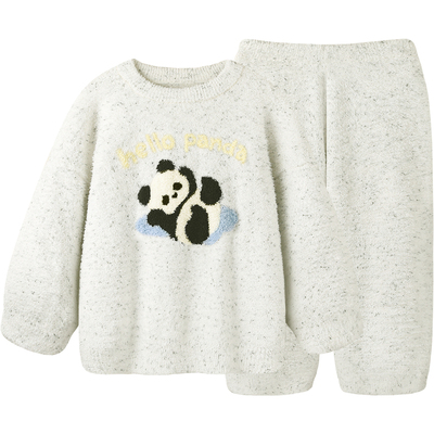 『奥利奥熊猫』半边绒加厚睡衣女