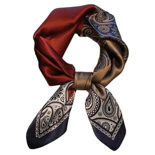 真丝丝巾男女70厘米小方巾100%桑蚕丝围巾装饰领巾春秋披肩拼腰果