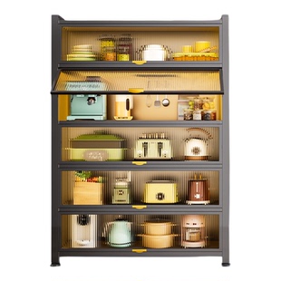 厨房夹缝收纳柜家用冰箱侧边一体可移动微波炉碗筷置物架储物柜子