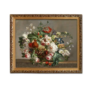 古典风景油画花卉油画横版喷绘装饰画艺术微喷机理画挂画可定制