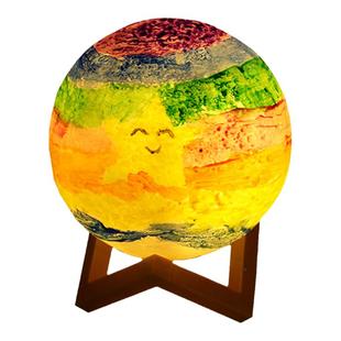 手绘太空星球灯diy彩绘涂鸦小夜灯儿童手工制作发光月球灯材料包