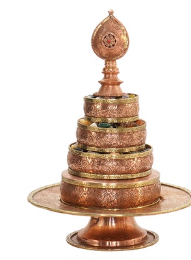 尼泊尔曼扎盘桌面铜摆件