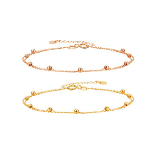 明牌珠宝18K金点点星辰手链 K黄K红素链彩金双层女款手饰CSK0099