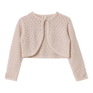 Ryleecru女童短款开衫针织衫爱心开衫女宝RC春纯色女宝开衫