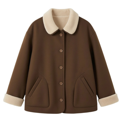 大码女装休闲麂皮绒双面穿外套女