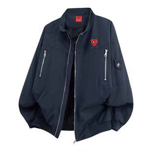 查尔斯桃心 美式工装机车风夹克男春秋季宽松休闲防风外套衣服