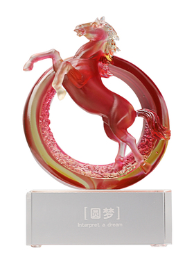 古东东琉璃圆梦马摆件