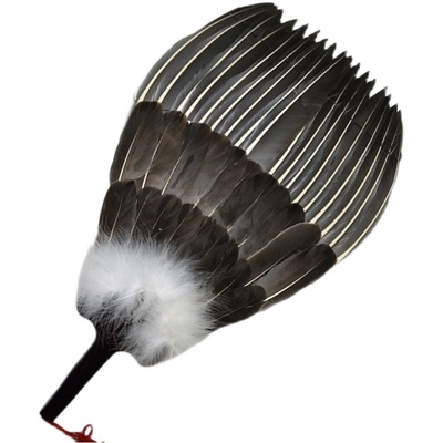 手工鹅毛扇木柄孔明扇