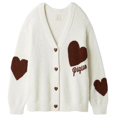 gelato pique25秋冬新品男女同款睡衣半边绒大爱心开衫PUNT255120