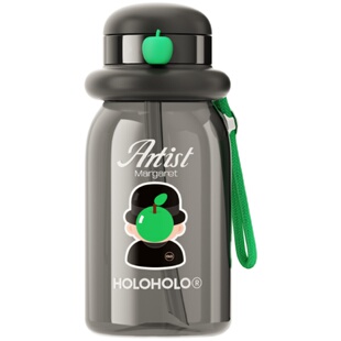 holoholo吸管杯子男便携塑料大容量儿童学生上学专用水杯女吨吨桶
