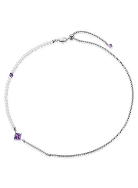 KITSH紫锆石珍珠拼接项链