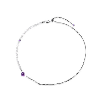 KITSH紫锆石珍珠拼接项链