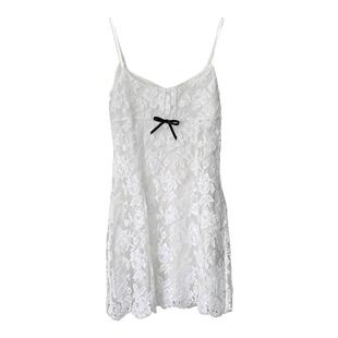 TE shushu蝴蝶结两色蕾丝吊带连衣裙夏季新款短裙收腰显瘦裙子女