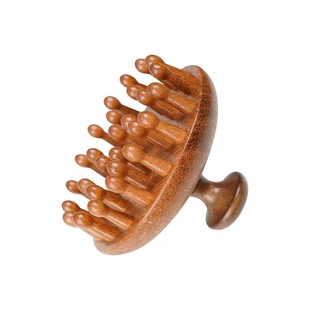 头部按摩梳子天然圆盘指环檀木头皮经络疏通毛囊头疗家用养发神器