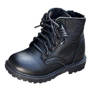 女童马丁靴男童皮靴加绒短靴棉靴单靴秋冬新款真皮童靴儿童英伦靴