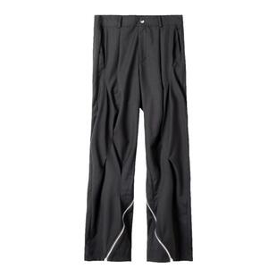 Without Me/OCEANBACCA不规则合缝褶位设计拉链长裤垂感休闲西裤